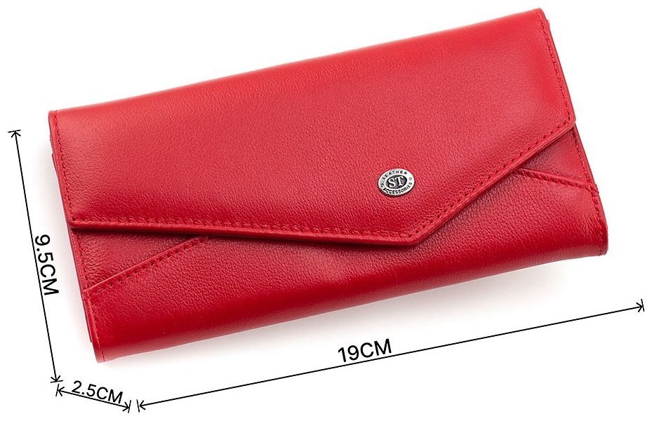 Червоний жіночий шкіряний гаманець з асиметричним клапаном на кнопці ST Leather 1767406 modnotak фото №3