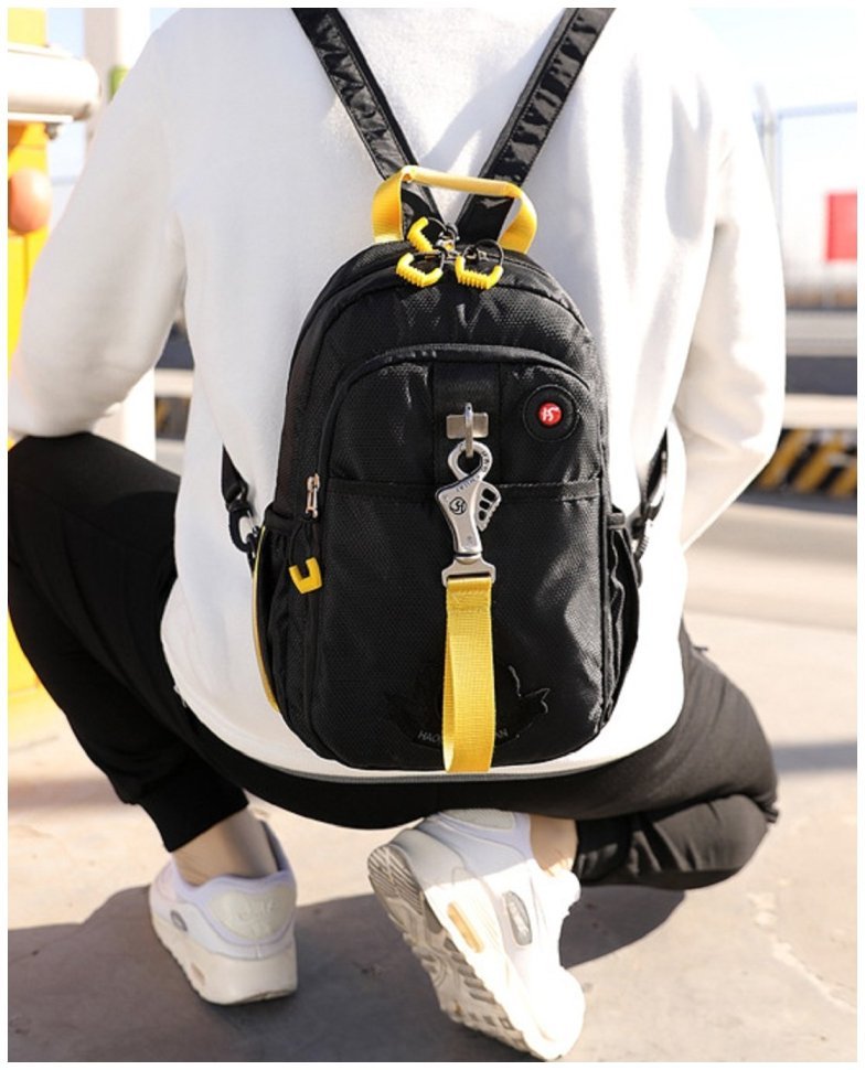 Стильный мужской текстильный рюкзак-слинг черного цвета Confident 77406