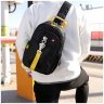 Стильний чоловічий текстильний рюкзак слінг чорного кольору Confident 77406 - 7