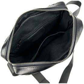 Небольшая плечевая мужская сумка из гладкой кожи черного цвета Tiding Bag 77606