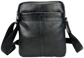 Небольшая плечевая мужская сумка из гладкой кожи черного цвета Tiding Bag 77606