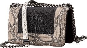 Модная сумка черного цвета из кожи морского ската STINGRAY LEATHER (024-18225)