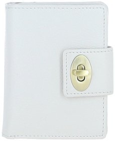 Кожаный женский кошелек на застежке с монетницей на молнии Ashwood Y60 белого цвета 108006