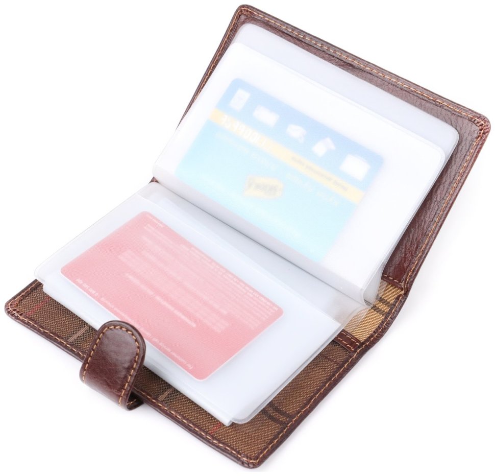 Кожаная обложка для документов на кнопке Tony Perotti коричневого цвета 108106 modnotak фото №7