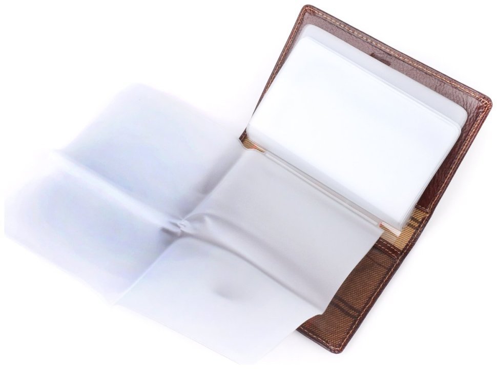 Кожаная обложка для документов на кнопке Tony Perotti коричневого цвета 108106 modnotak фото №8