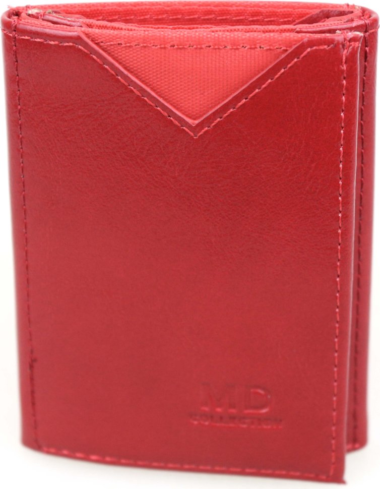 Червоний жіночий гаманець маленького розміру зі шкірозамінника на кнопках MD Leather (21513)