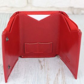 Червоний жіночий гаманець маленького розміру зі шкірозамінника на кнопках MD Leather (21513)