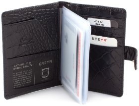 Добротная кожаная обложка для документов на кнопке KARYA (438-53)