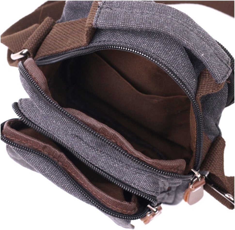 Чоловіча текстильна сумка-барсетка темно-сірого кольору з ручкою Vintage 2422218
