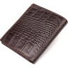 Компактное мужское портмоне из натуральной коричневой кожи под крокодила CANPELLINI (21496) - 2
