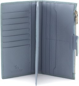 Голубой женский купюрник из натуральной кожи с хлястиком на магните Marco Coverna 68606