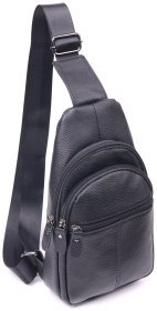 Мужская кожаная слинг-сумка через плечо черного цвета Vintage 2421307