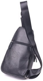 Мужская кожаная слинг-сумка через плечо черного цвета Vintage 2421307