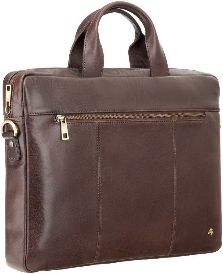 Вместительная кожаная мужская сумка коричневого цвета для ноутбука до 13 дюймов Visconti Charles 69006