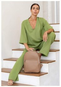 Стильный темно-бежевый женский рюкзак из фактурной кожи BlankNote Groove M 79006