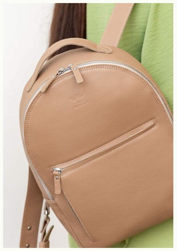 Стильный темно-бежевый женский рюкзак из фактурной кожи BlankNote Groove M 79006