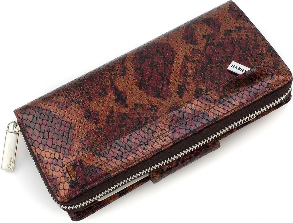 Різнобарвний жіночий гаманець великого розміру з натуральної шкіри під змію KARYA (19585)