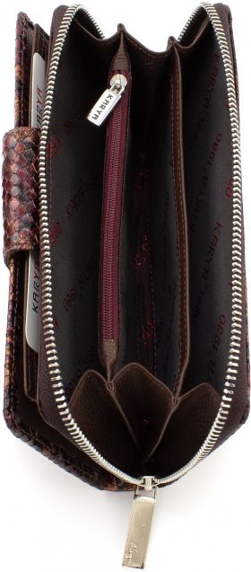 Різнобарвний жіночий гаманець великого розміру з натуральної шкіри під змію KARYA (19585) - 2