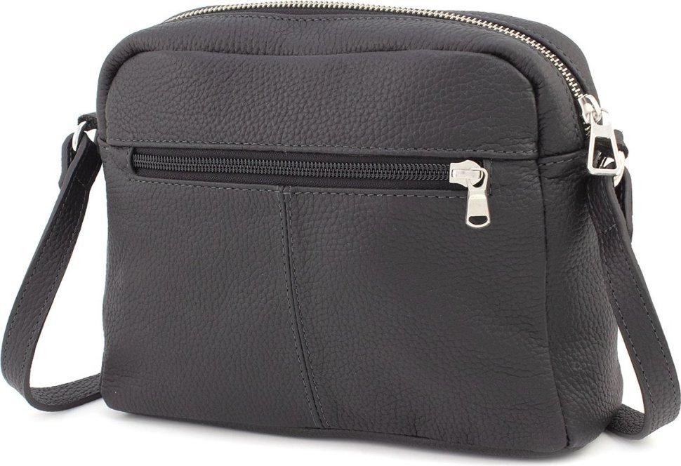 Чорна жіноча сумка-кроссбоді із фактурної шкіри високої якості Grande Pelle (59106)
