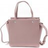 Компактная женская сумка из натуральной кожи розового цвета с ручками KARYA (19591) - 3