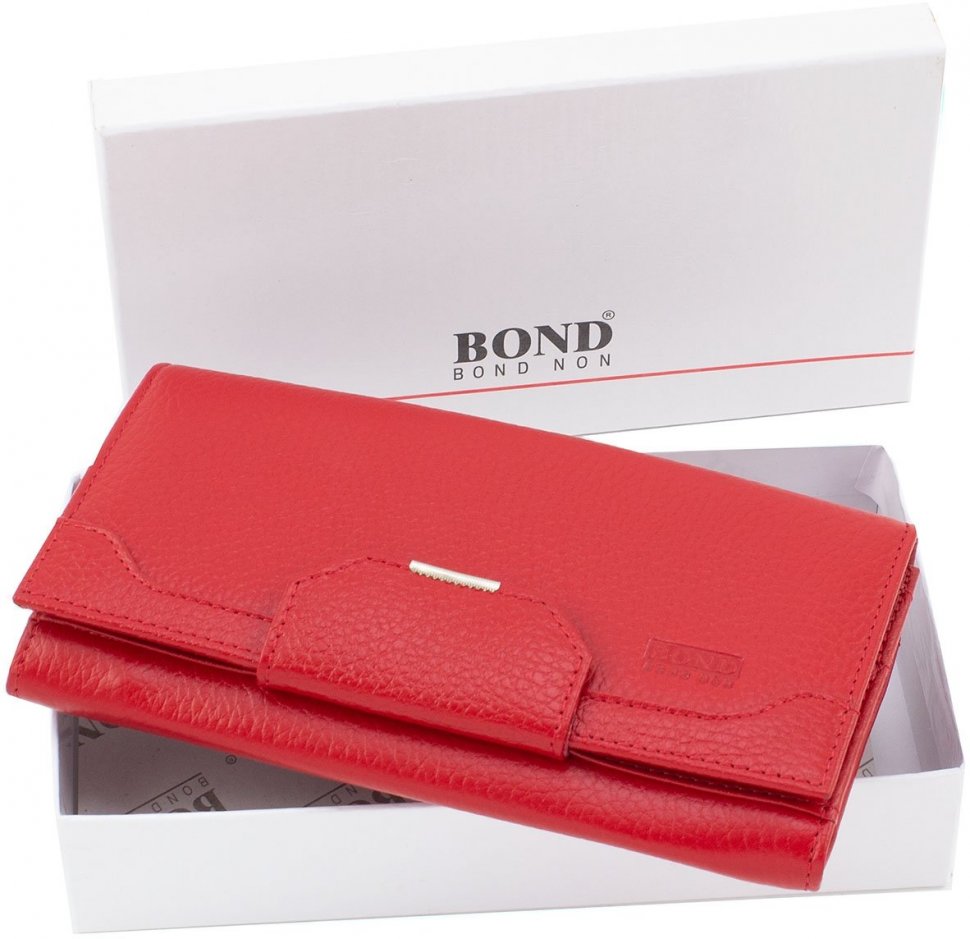 Жіночий червоний гаманець з фактурної шкіри горизонтального типу Bond Non (10914) УЦЕНКА!