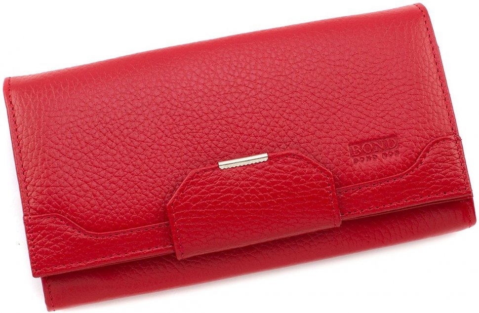 Жіночий червоний гаманець з фактурної шкіри горизонтального типу Bond Non (10914) УЦЕНКА!