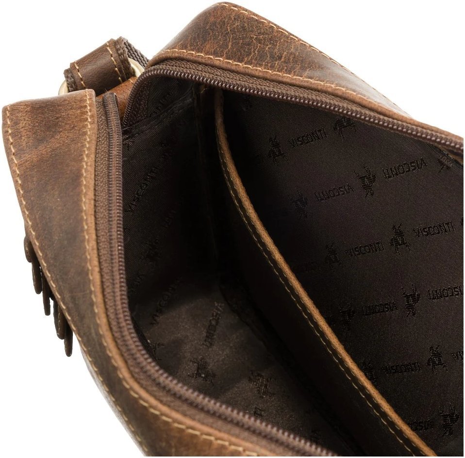Маленька жіноча сумка-кроссбоді з натуральної шкіри крейзі хорс коричневого кольору Visconti Robbie 69306