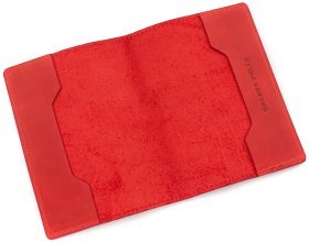 Матовая женская обложка на паспорт из натуральной кожи красного цвета Grande Pelle (15451)