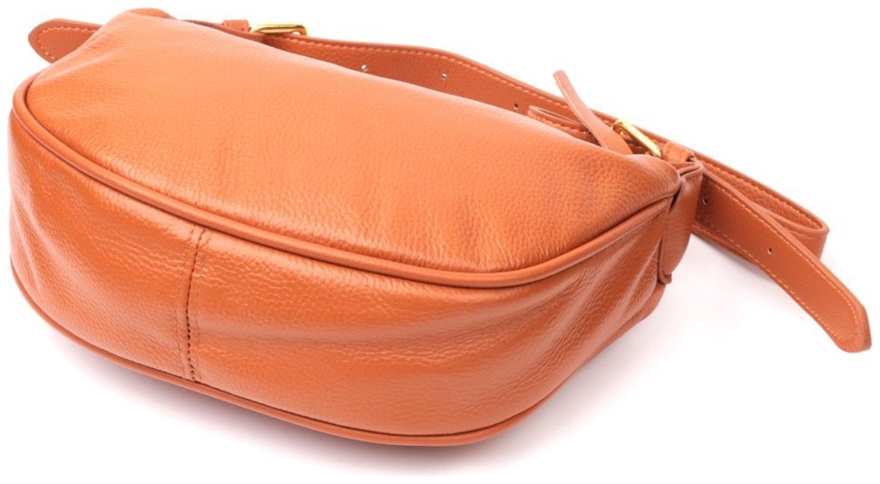 Жіноча сумка з натуральної шкіри коричневого кольору з однією лямкою Vintage 2422370