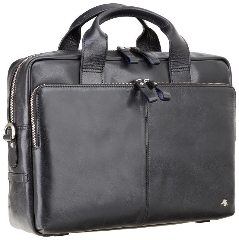 Чорна якісна чоловіча сумка для ноутбука 13 дюймів із натуральної шкіри Visconti Hugo 70707