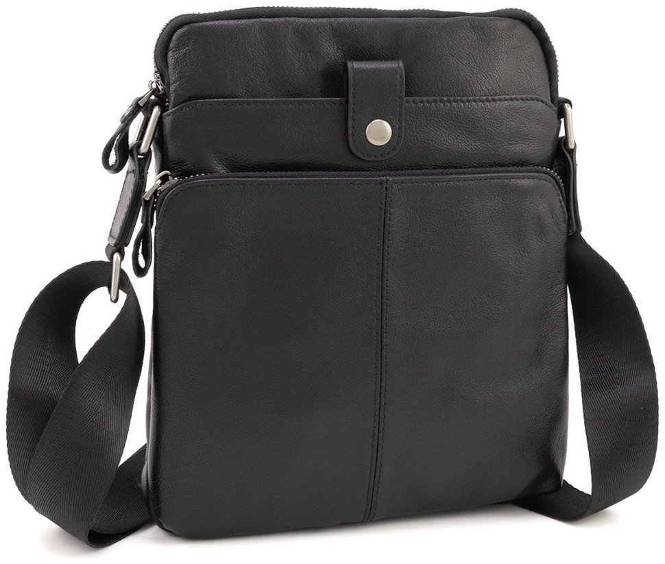 Кожаная мужская среднего размера сумка планшет Leather Collection 90807 черного цвета modnotak фото №1