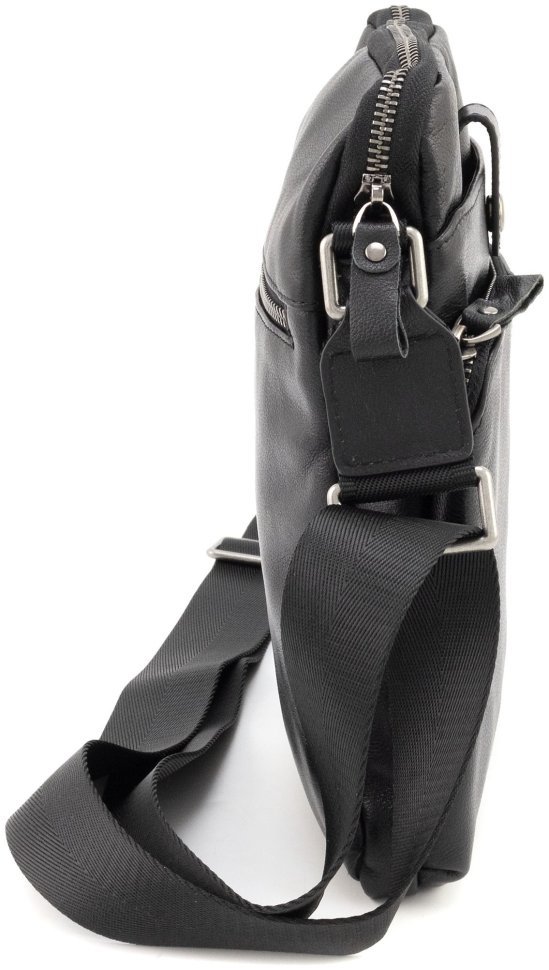 Кожаная мужская среднего размера сумка планшет Leather Collection 90807 черного цвета modnotak фото №2