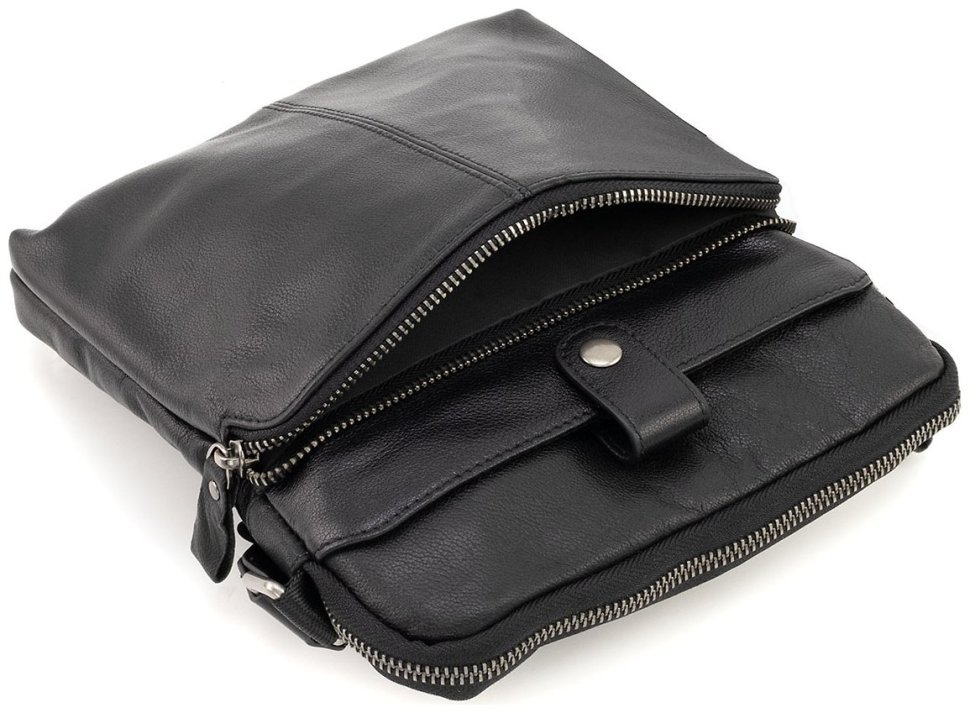 Кожаная мужская среднего размера сумка планшет Leather Collection 90807 черного цвета modnotak фото №6