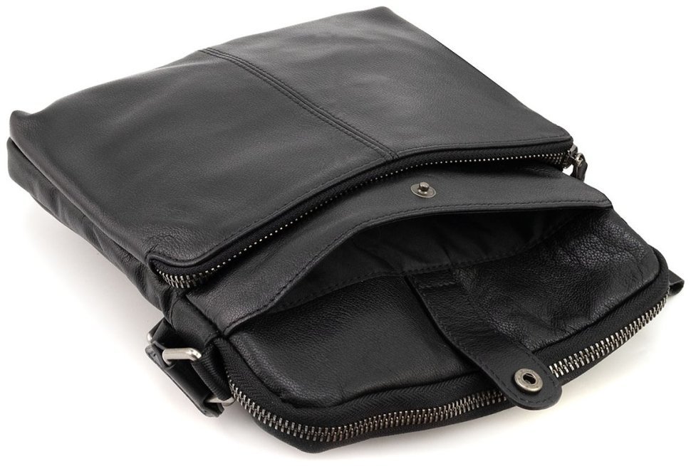 Кожаная мужская среднего размера сумка планшет Leather Collection 90807 черного цвета modnotak фото №7