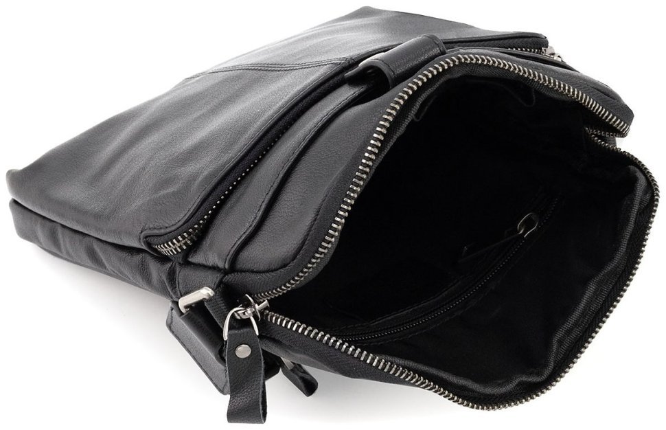 Кожаная мужская среднего размера сумка планшет Leather Collection 90807 черного цвета modnotak фото №8