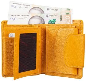 Женский кошелек из фактурной кожи оранжевого цвета с монетницей Desisan 81307