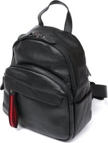 Шкіряний жіночий рюкзак чорного кольору Vintage (20675)