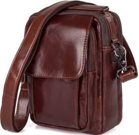 Кожаная мужская сумка с ручкой и плечевым ремнем VINTAGE STYLE (14528)