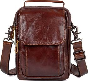 Кожаная мужская сумка с ручкой и плечевым ремнем VINTAGE STYLE (14528)