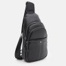 Черный мужской слинг-рюкзак через плечо из фактурной кожи Keizer 71607 - 2