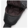 Черный мужской слинг-рюкзак через плечо из фактурной кожи Keizer 71607 - 5