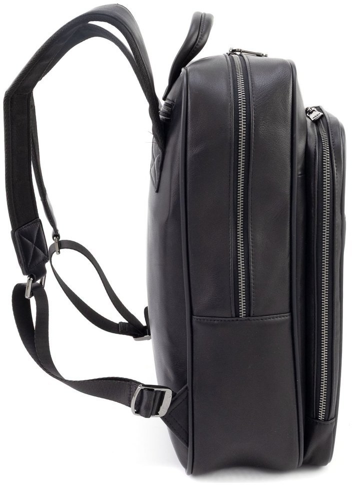 Городской кожаный мужской рюкзак H.T Premium Leather 111707 черный modnotak фото №2
