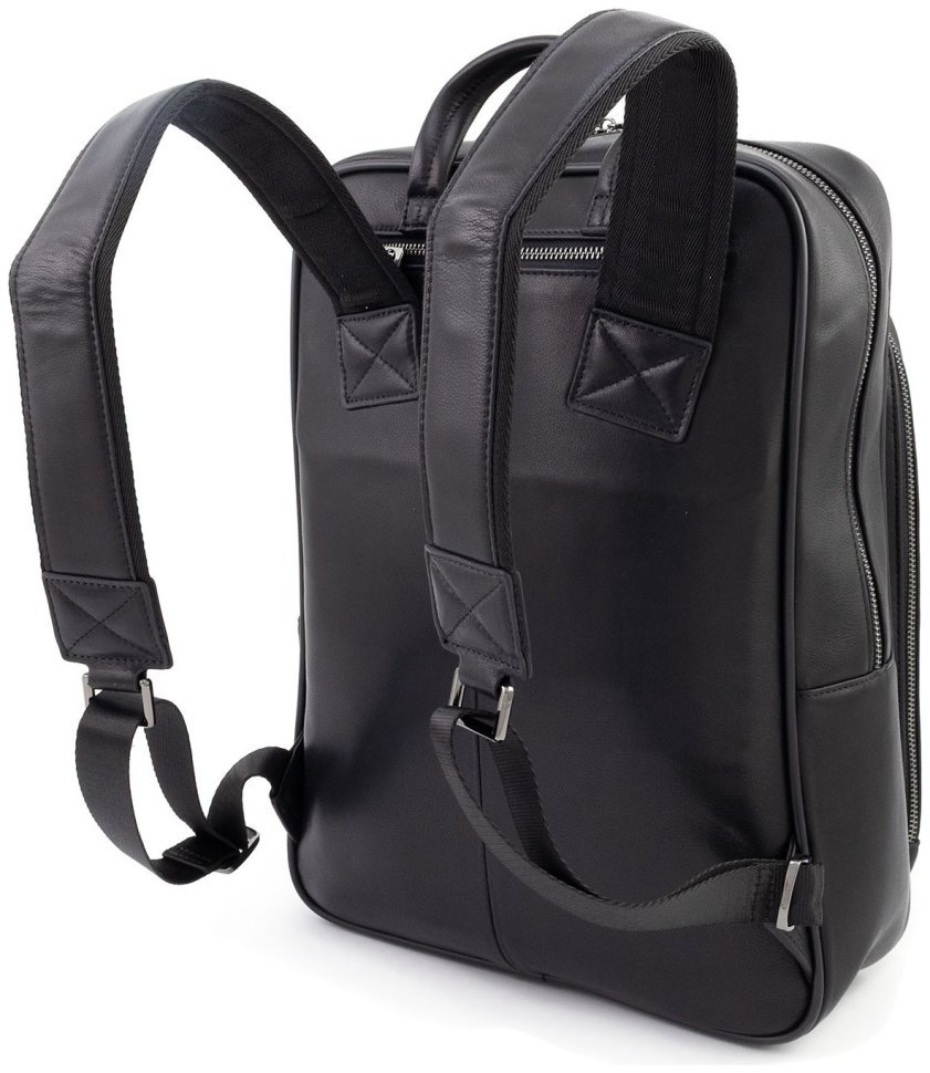 Городской кожаный мужской рюкзак H.T Premium Leather 111707 черный modnotak фото №3