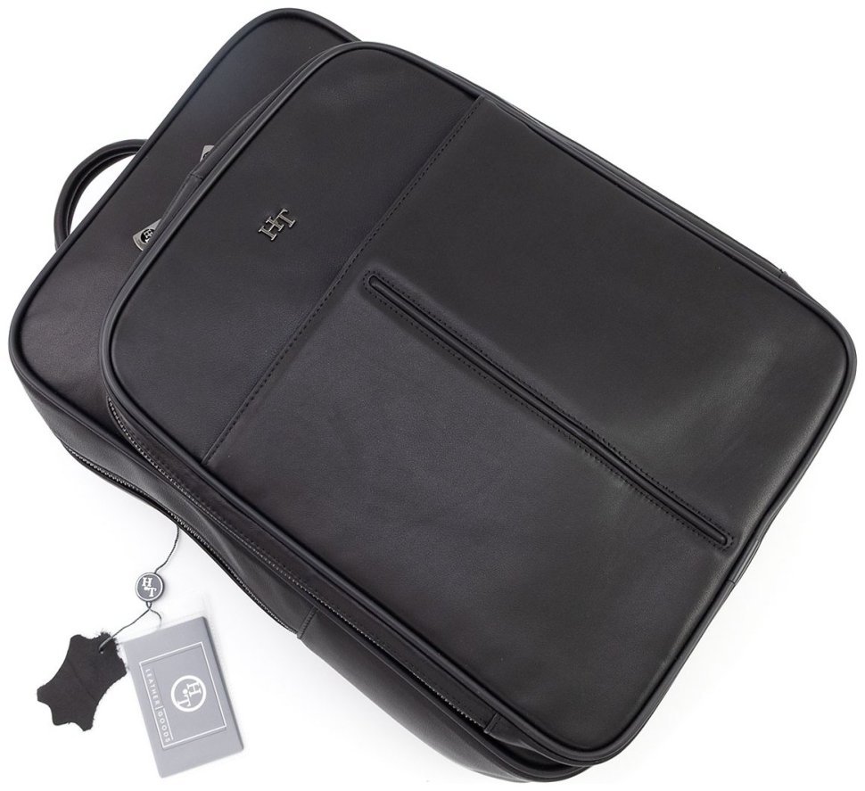 Городской кожаный мужской рюкзак H.T Premium Leather 111707 черный modnotak фото №5