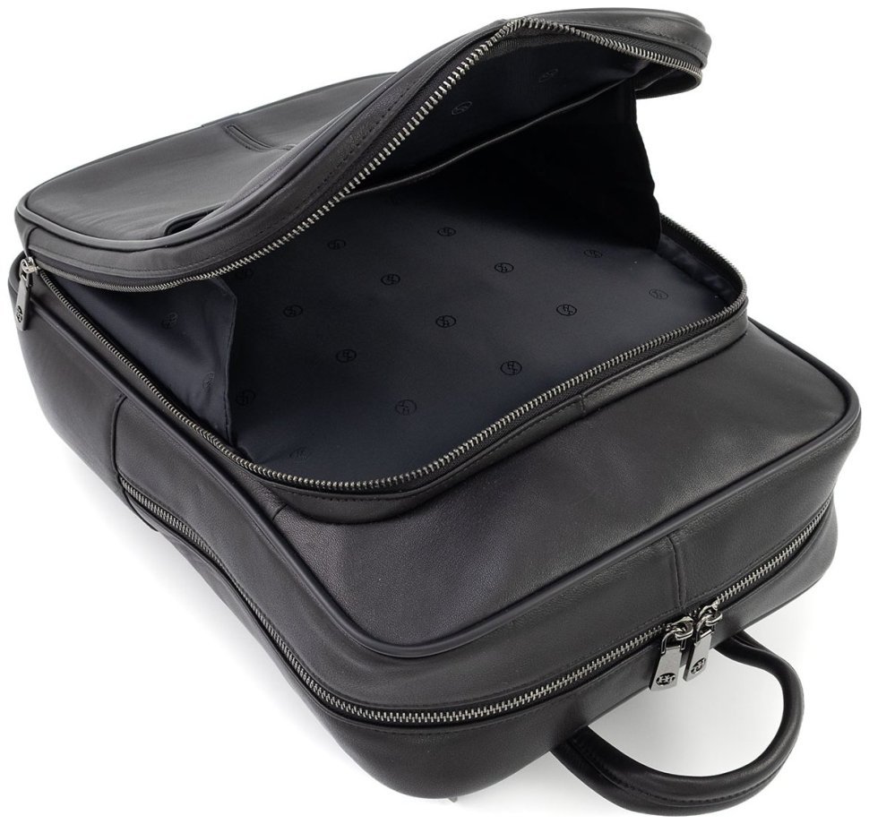 Городской кожаный мужской рюкзак H.T Premium Leather 111707 черный modnotak фото №8