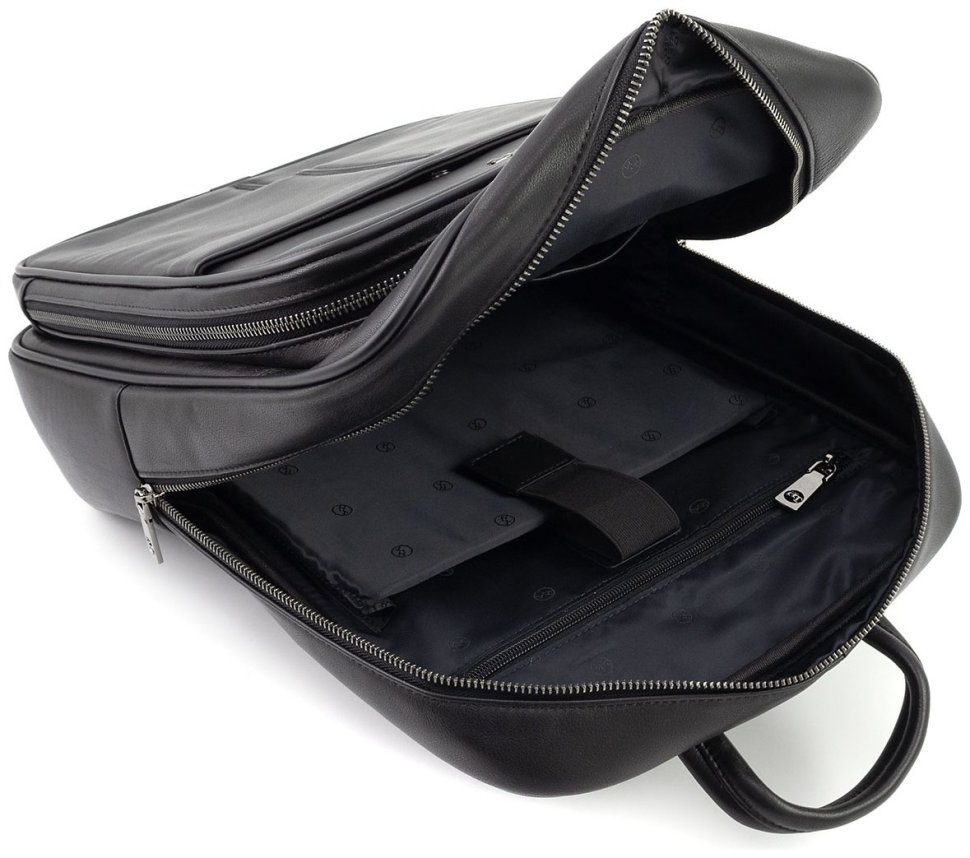 Городской кожаный мужской рюкзак H.T Premium Leather 111707 черный modnotak фото №9