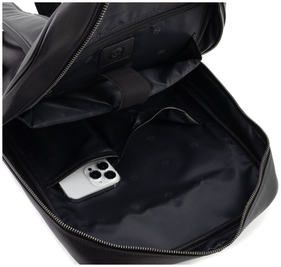 Городской кожаный мужской рюкзак H.T Premium Leather 111707 черный modnotak фото №10