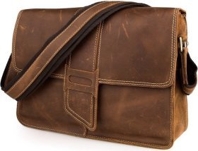 Вінтажна чоловіча наплечная сумка в коричневому кольорі VINTAGE STYLE (14231)