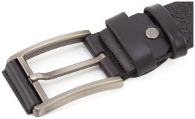 Кожаный мужской ремень черного цвета с тиснением под крокодила S.T Italian Style (40001)