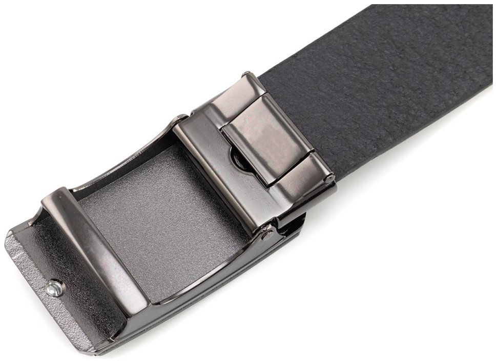 Мужской ремень из итальянской кожи с пряжкой зажим Gherardini 35715 черного цвета modnotak фото №3